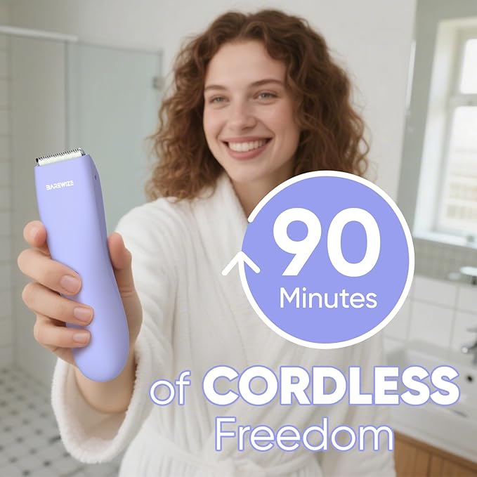 Bikini Trimmer for Women, Legs & Pubic Hair Trimmer | Waterproof, Type-C Rechargeable, LED Light, Replaceable Blade, Electric Razors for Women, Womens Body Shaver (Lilac Purple)