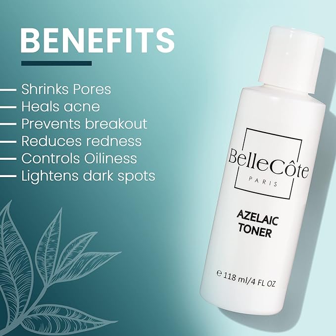 Skin Care Acne Treatment Toner - 10% Azelaic Acid, 2% Salicylic Acid, Tea Tree Oil Clean and Clear Acne Serum, Rosacea Treatment for Face, Reduces Blackhead | 4oz