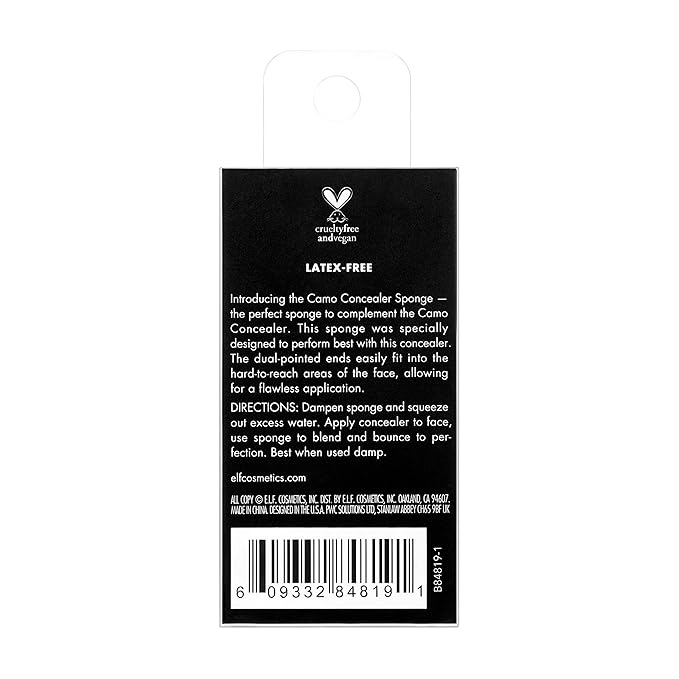e.l.f. Cosmetics Camo Concealer Sponge, Makeup Sponge With Latex Free Foam & Dual-Pointed Ends For Blending, Vegan & Cruelty-Free, Flesh, 1 Count (Pack of 2)