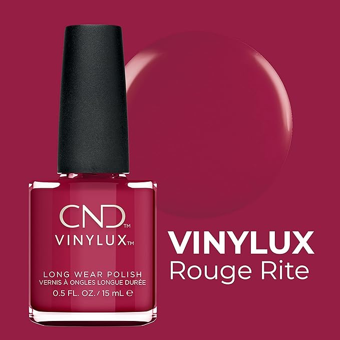 CND Vinylux Longwear Red Nail Polish, Gel-like Shine & Chip Resistant Color, Rouge Rite, 0.5 fl. oz