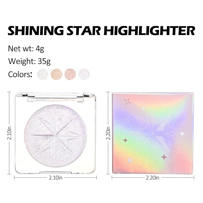 Erinde White Purple Shimmer Glitter Highlighter Highlight Makeup