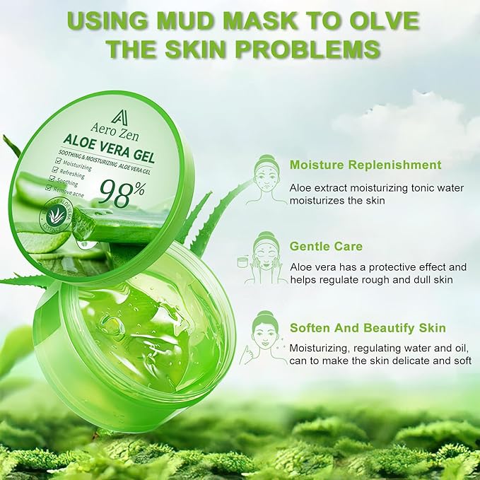 3-Pack Pure Aloe Vera Gel for Face & Body, 98% Pure Aloe Vera Gel for Skin, Scalp, & Hair, Soothing Aloe Face Moisturizer, Multipurpose Skin Care（30oz）