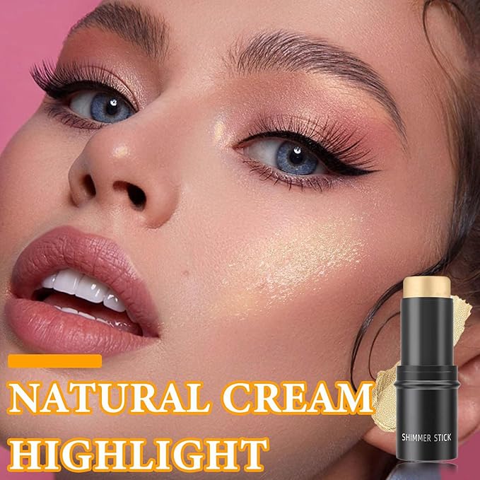 Cream Contour Sticks,Smooth Shimmer Highlighter Makeup Stick,Lightweight Multi for Women(#02)