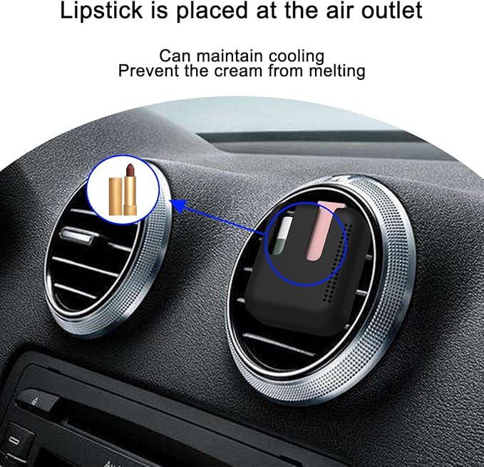 Lip Balm Chapstick Holder for Car Air Vent, Upright Washable Lip Balm Protector for Women Girls, Auto Interior Space Saving Accessories, Universal for Vehicle, Truck and More（Black）