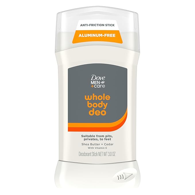 Dove Men+Care Whole Body Deodorant Shea Butter & Cedar For 72H Odor Protection from pits, privates, to feet 3 oz