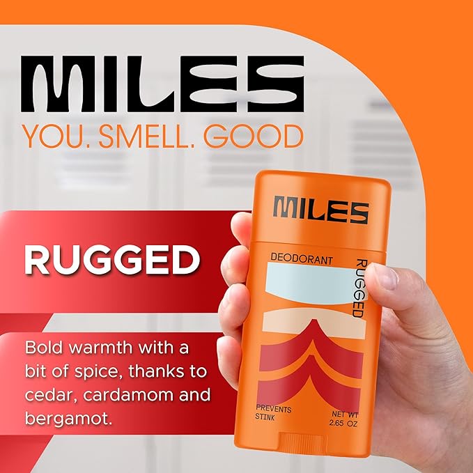 Miles Kids Deodorant for Boys and Girls - Aluminum Free Deodorant for Kids and Teens, Natural, Hypoallergenic, Made in USA - Rugged Scent, 2-Pack