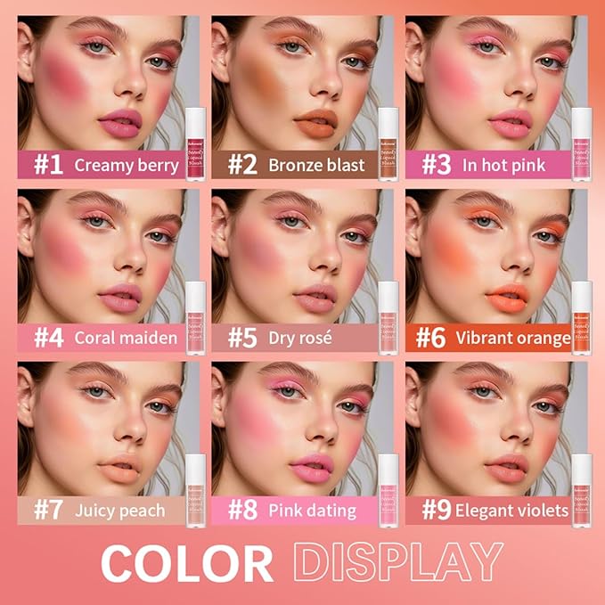 Liquid Blush for Cheeks Makeup Face Blush, Weightless Cream Formula, Smudge Proof Long-Wearing Pigmented Blush, Natural Look Makeup Face Blushes, Shimmer Finish, Dainty - 02# Bronze blast