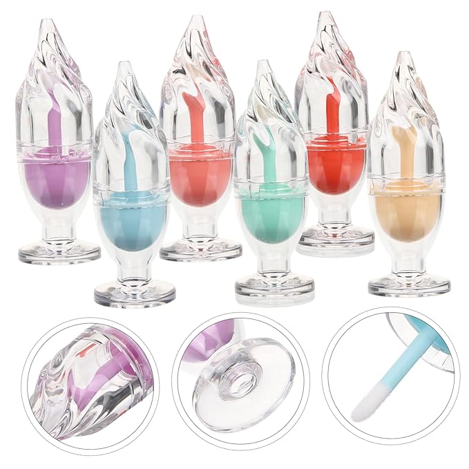 6pcs Ice Cream Lip Gloss Tubes Empty Diy Lipstick Containers Stylish Refillable Holders for Homemade Cosmetic Fun for Travel and Handbag