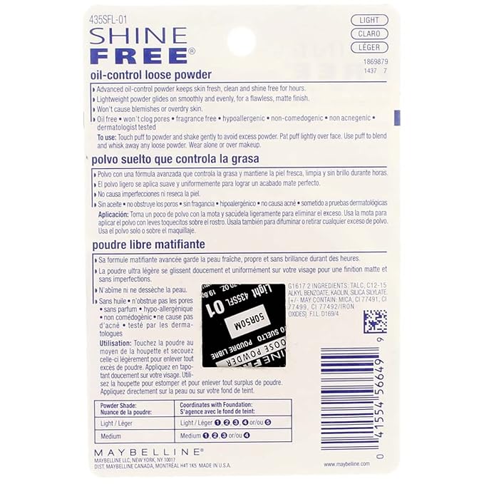 Maybelline New York Shine Free Oil Control Loose 0.7 oz