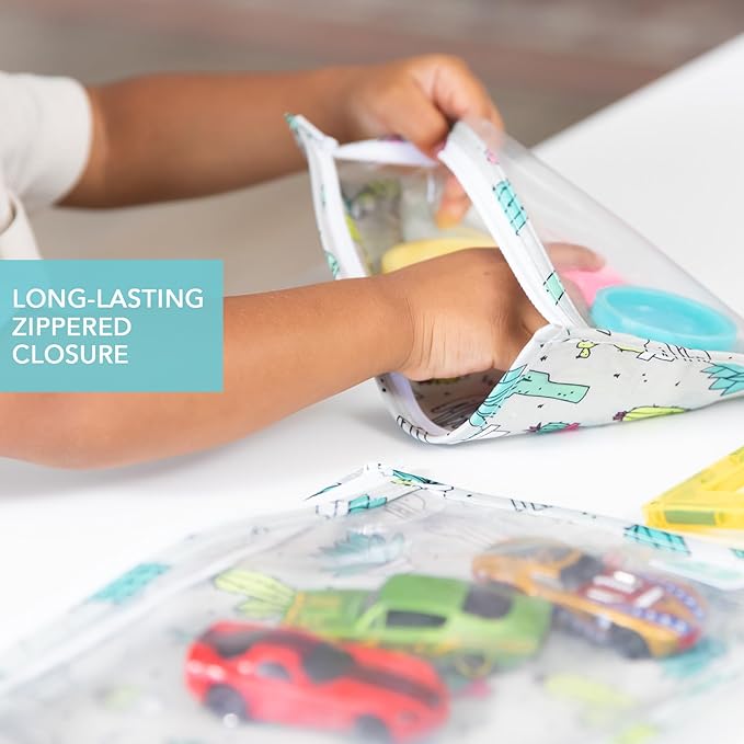 Bumkins Travel Bag, Toiletry, TSA Approved Pouch, Zip Bag, Quart Size Airline Compliant, Clear-Sided, Baby, Diaper Bag Organization, Makeup, Accessories, Packing, Set of 3 Sizes, Cactus Green