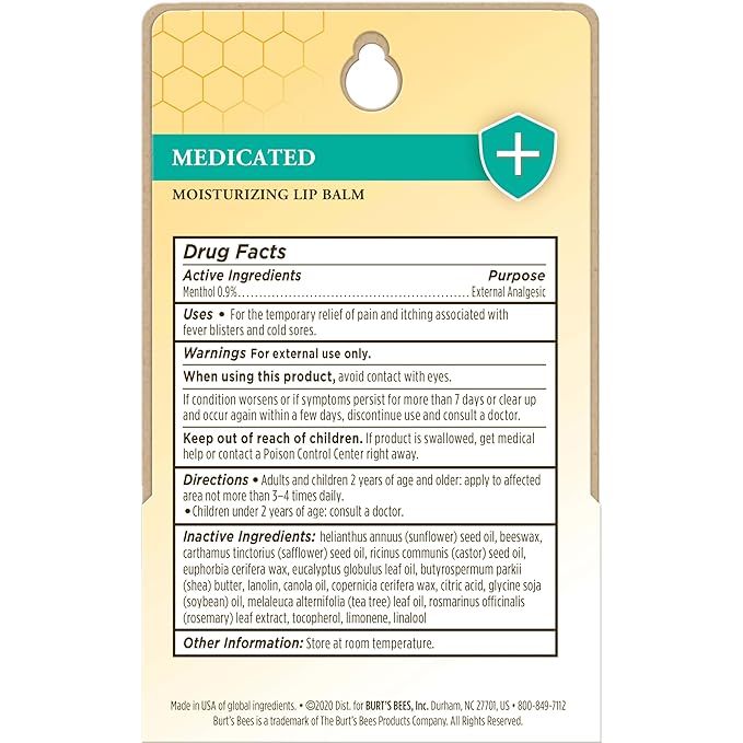 Burt's Bees Medicated Lip Balm, With
