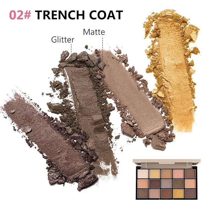 Boobeen 15 Colors Eyeshadow Palette, Highly Pigmented Matte and Shimmer Eye Shadow (with smudger), Soft Powder Eye Makeup Palette for Women and Girls, Create Flawless Glam Eye Looks