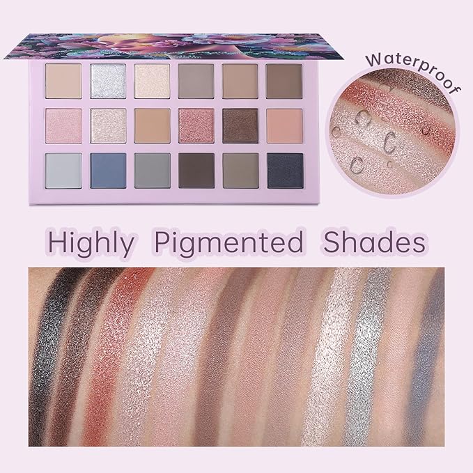 2Pcs Florescence + Aromas Eyeshadow Palette Makeup Set, Matte Shimmer Glitter Pressed Pearl All Highly Pigmented Blending Powder, Natural Velvet Texture Eye Shadow Kit