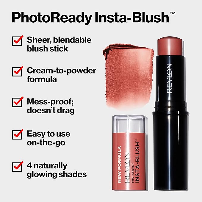 Revlon Blush Stick, PhotoReady Insta-Blush Face Makeup with Gold Kiss, 1.15 Oz
