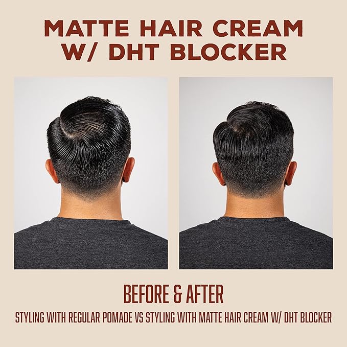 Suavecito Pomade Matte Hair Cream With DHT Blocker For Hair Regrowth - Low Shine Light Hold For Styling Thinning Hair To Look Thick & Full With Volume