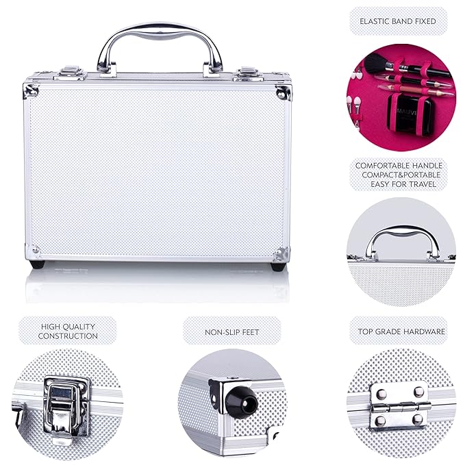 Makeup Kit for Girls and kids 8-12 Carry All Makeup Train Case with Pro Makeup for Teens Women Full Starter Cosmetics Set (SILVER)