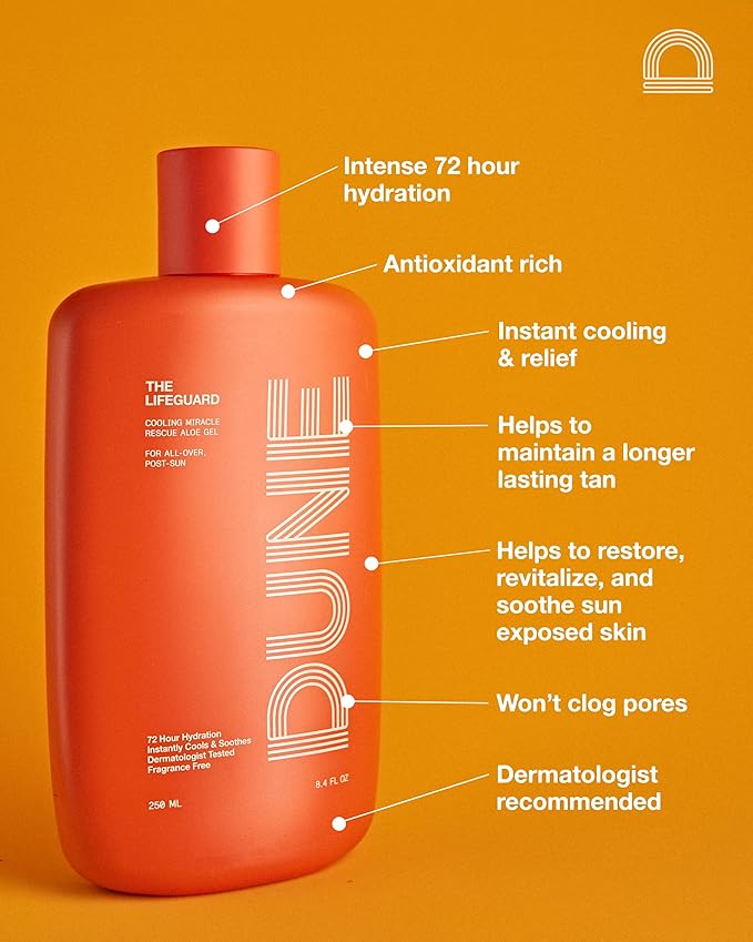 The Lifeguard - Miracle Rescue Aloe Vera Gel for All-Over Sunburn Relief, Instantly Cooling, Hydrating Moisturizer, Non-Sticky, Fragrance Free (8.4 Fl Oz)