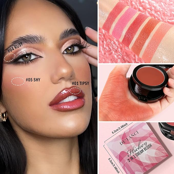 DE'LANCI 2 In 1 Cream Blush for Cheeks Lips