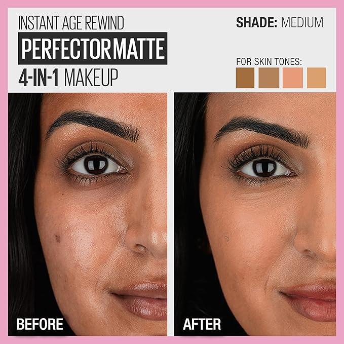 Maybelline Instant Age Rewind Instant Perfector 4-In-1 Matte Makeup, 03 Medium, 1 Count