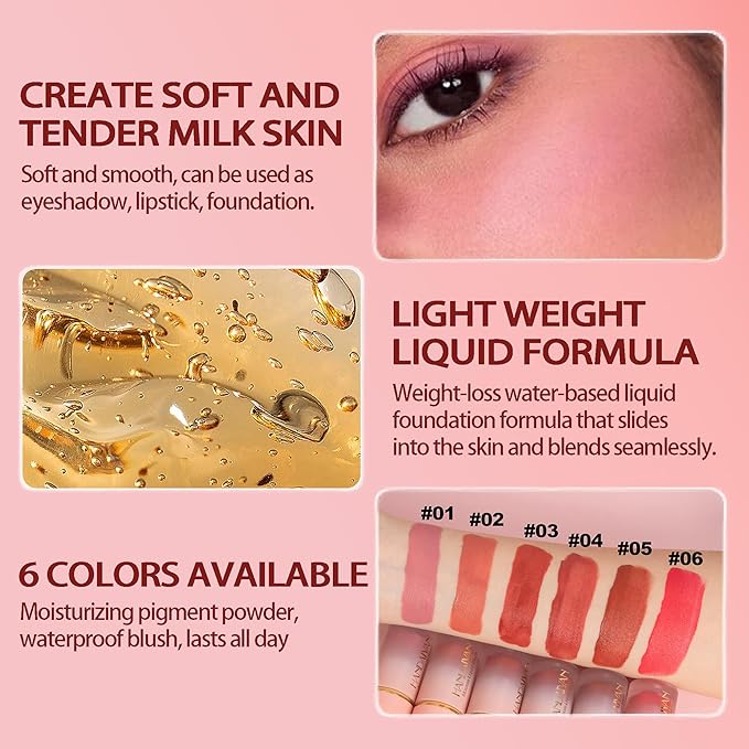 AKARY Mousse Liquid Blush, Soft Cream Makeup Blush, Cheek Tint(05#Chocolate)