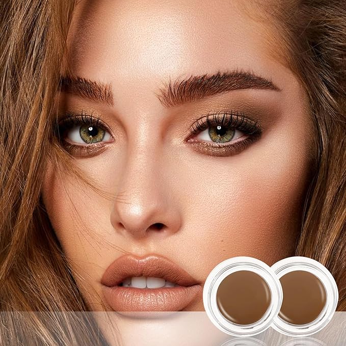 Boobeen 2 Pcs Eyebrow Pomade Cream, Waterproof Brow Pomade Gel High Pigmented Long-lasting for Natural Eyebrow Makeup, Suitable for Everyone