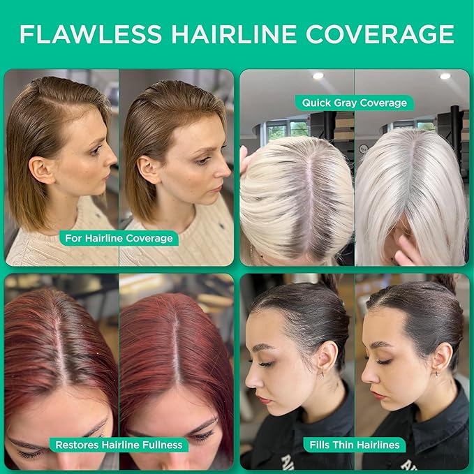 THICK FIBER Root Touch Up Powder, Cover Up Hairline for Thin- Water & Sweat Resistant Hair Loss Concealer Set with for Thinning Hair Women, Includes Brush (Grey)