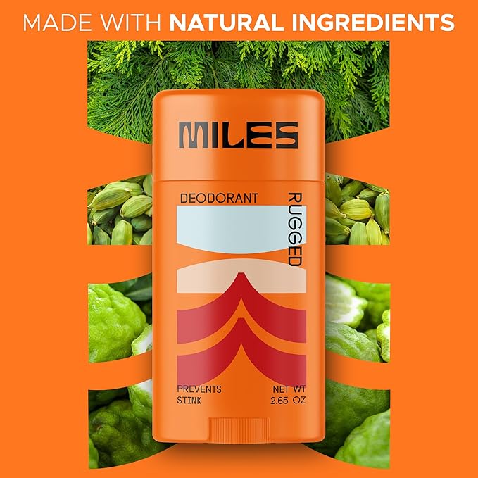 Miles Kids Deodorant for Boys and Girls - Aluminum Free Deodorant for Kids and Teens, Natural, Hypoallergenic, Made in USA - Rugged Scent, 1-Pack