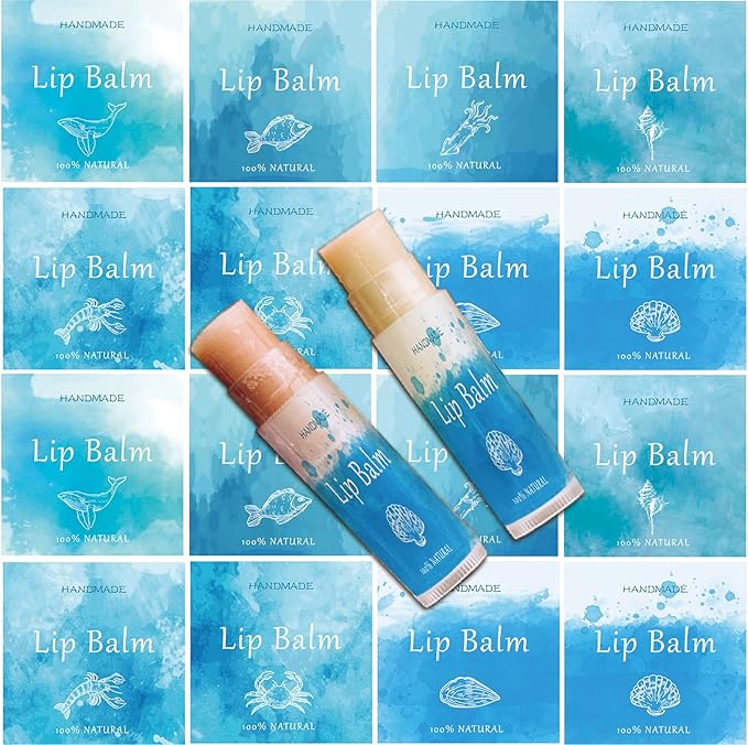 CRASPIRE Lip Balm Labels 80pcs Homemade Life-Blue）