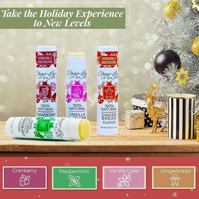 100% Natural Lip Balm Set - Beeswax Natural Christmas Gifts for Her - Ideal Gift for Women - Lip Moisturizer for Dry Lips, Cocoa Butter - Petroleum Free Pack of 24