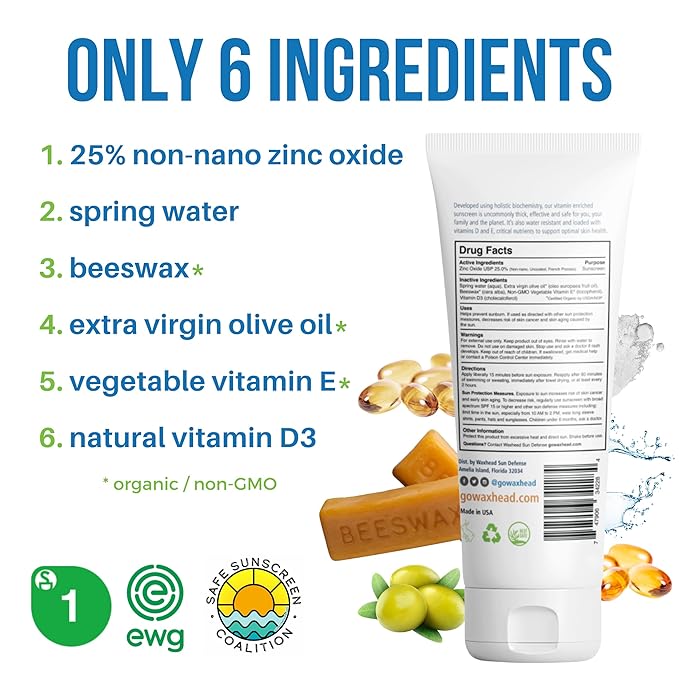 Waxhead Mineral Sunscreen, Non Nano Zinc Oxide Sunscreen, Non Toxic Sunscreen, Natural Sunscreen, Tattoo Sunscreen, Biodegradable Sunscreen, Sun Block, Zinc Sunscreen