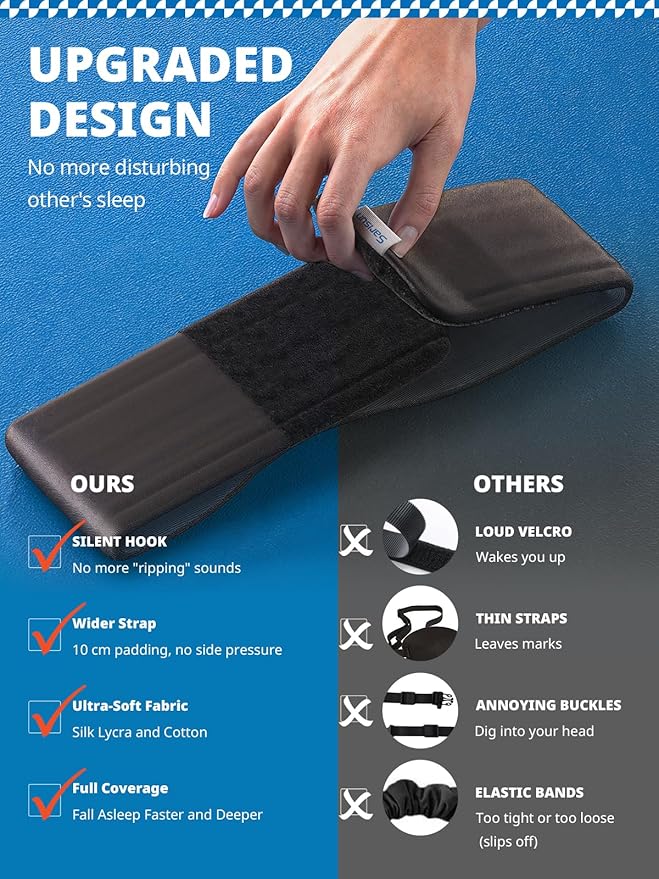 Sleep Mask, Eye Mask for Sleeping, Upgrade Ultra-Soft Blackout Eye Cover for Women Men, Wider Adjustable Strap for Side Sleeper, Travel, Nap, Yoga, Relief Eye, Navy Blue