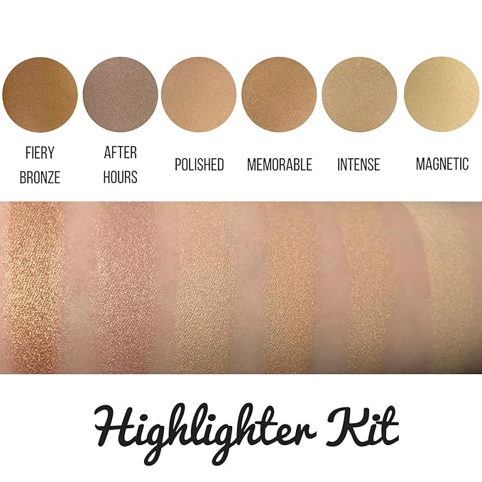 Makeup Highlighter Palette – Beauty Junkees Powder Highlighter Makeup Palette 6 Shades Glow Kit, Face Highlight Make Up Set for Beginners, Professional Quality, Paraben Gluten Cruelty Free Cosmetics