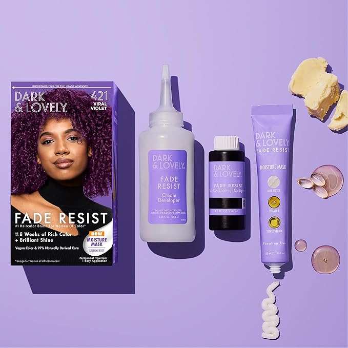 Softsheen-Carson Dark and Lovely Hair Dye, Fade Resist Hair Color with Conditioning Mask, Virtual Violet, 1 Kit