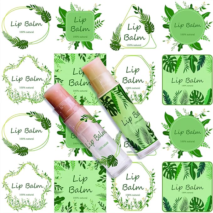CRASPIRE Lip Balm Labels 80pcs Homemade Green）