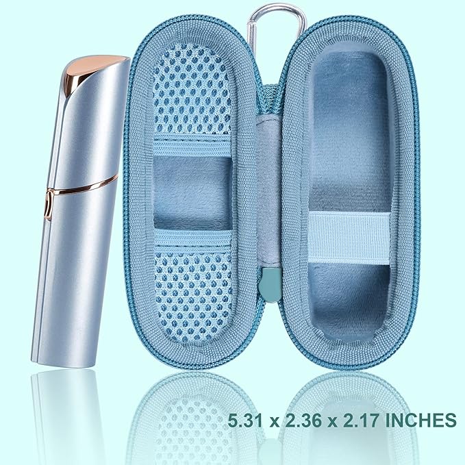 co2CREA Hard Case and Replacement Head Compatible with Finishing Touch Flawless Facial Hair Remover Electric Face Razor Women (Parisian Blue Case + Replacement Head)