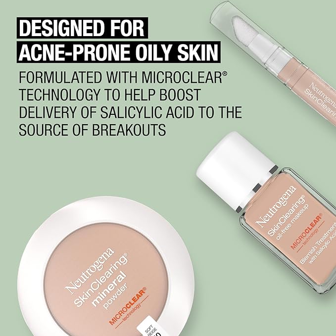 Neutrogena SkinClearing Mineral Acne-Concealing Pressed Powder Compact, Shine-Free 38 oz