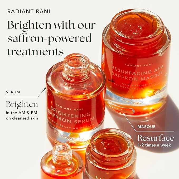 RANAVAT Radiant Rani - Brightening Saffron Serum & Retinol Eye Creme Duo - Diminish Hyperpigmentation and Increase Radiance with Facial Serum (2 Piece)