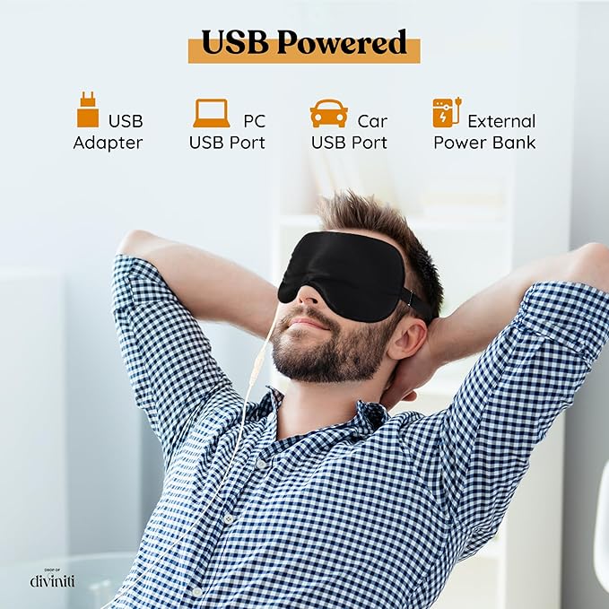 Heated Eye Mask for Dry Eye Relief - Stye Eye Treatment, Warming Eye Mask for Dry Eyes Mask Warm Compress for Eyes, Sinus Mask Heated Eye Patch - Dry Eye Mask with Moist Heat Electric Warming - Black