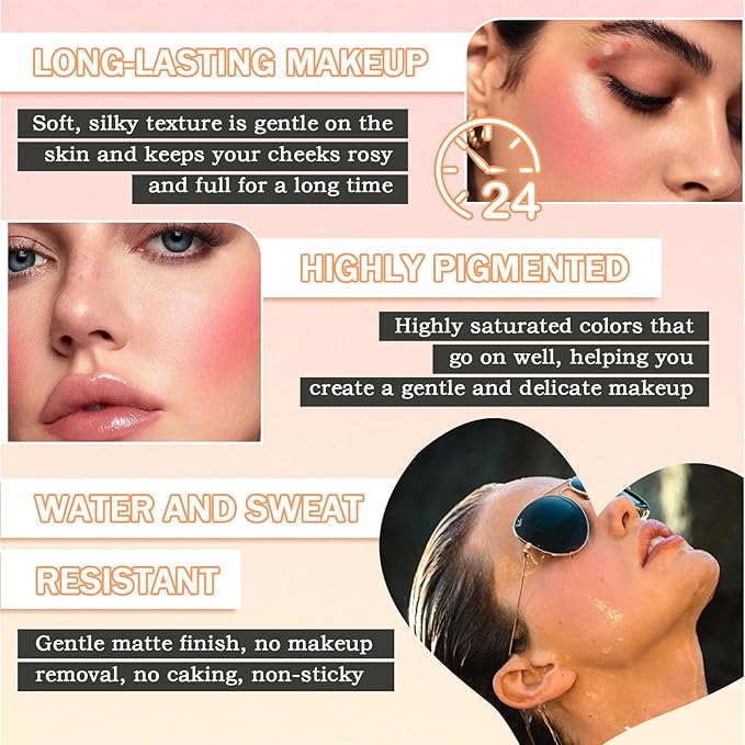 Liquid Blush,Soft Cream Face Blush,Moisturizing Long Wearing Matte Eye(Set B)