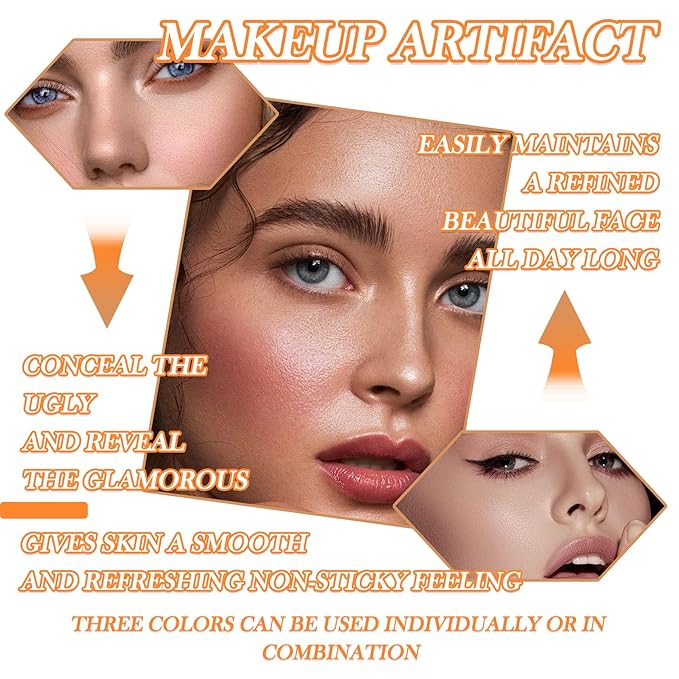 3 Colors Correcting Concealer Makeup Cream Contour Palette,Cream Makeup Palette,Contouring Foundation Highlighting Concealer Palette with Bursh,Professional Concealer Foundation Palette for Women