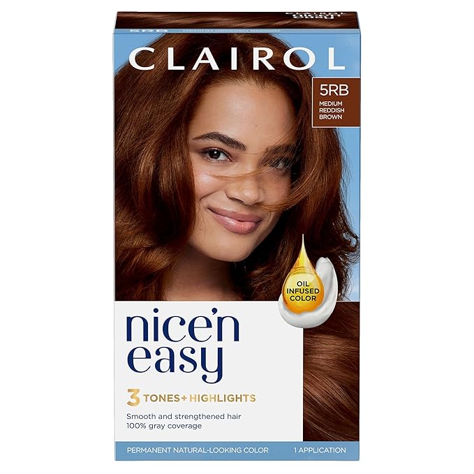 Clairol Nice'n Easy Permanent Hair Dye, 5RB Medium Reddish Brown Hair Color, Pack of 1