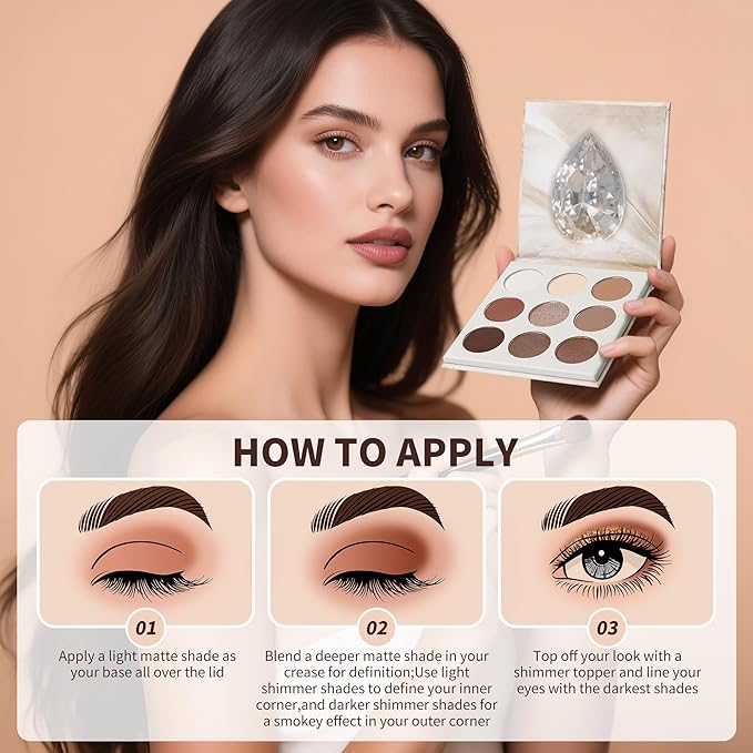 docolor Neutral Eyeshadow Palette 9 Colors Nude Brown Eyeshadow Palette Eye Shadow Palette Makeup Palettes with Velvety and Silky Finishes Highly Pigmented Mattes Shimmers Glitter Eye Makeup Palettes