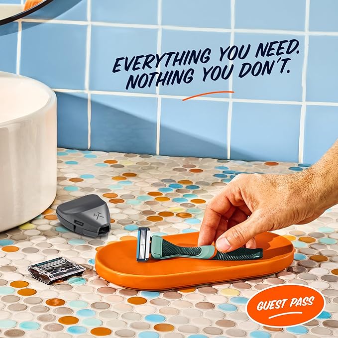 Dollar Shave Club | The Guest Pass Shave Set | 2 Swift Rinse Refill Cartridges, 1 Handle (Green), 1 Razor Cover