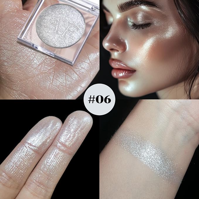 White Silver Highlighter Makeup, Intensely Pigmented Diamond Pearl maquillaje, 06