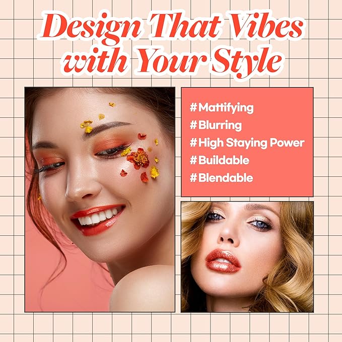 Hope Girl 3D Powder Blusher 0.17oz | Skin-Loving Korean Mini Blush for Cheeks and Eye Makeup w/Allantoin | K Beauty Cool Toned Vibrant Sunkissed Fine Powder Makeup Blush Cosmetics (#05 Orange Flower)