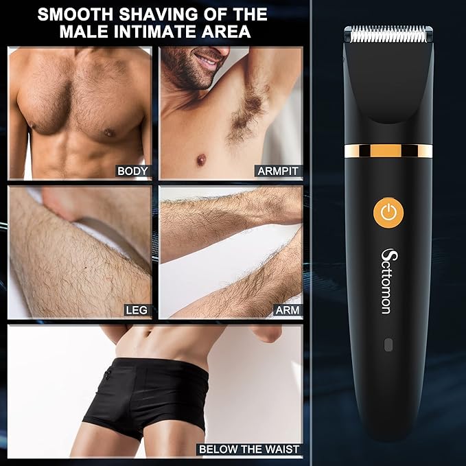 Electric Groin Hair Trim Ball Trimmer for Men Body Shaver Below-The-Waist Groomer Nose Hair Trimmer Waterproof Cordless 3 in 1