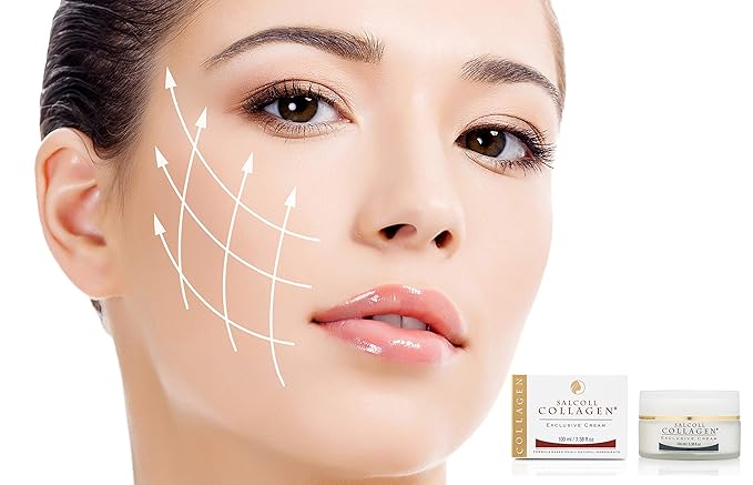 Salcoll Collagen - Anti-Aging Marine Collagen Face Cream - Firming Moisturizer for Fine Lines & Wrinkles, Day & Night Treatment, All Skin Types, 100 ml. Jar