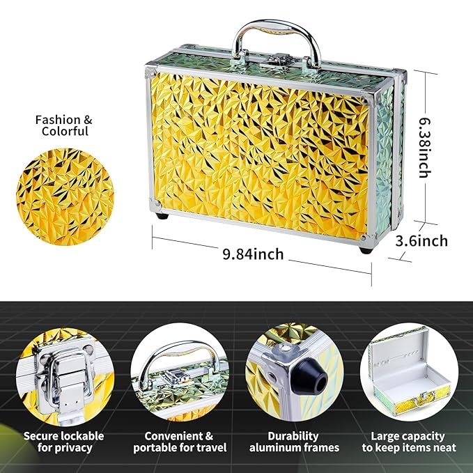 Color Nymph Beginner Makeup Kit for Teens, Train Case Girls Makeup Set with Eye Shadow, Lipstick, Blush, Brushes, Lipgloss, Mascara, Brow Wax and Mirror Green Full Starter Cosmetics Set