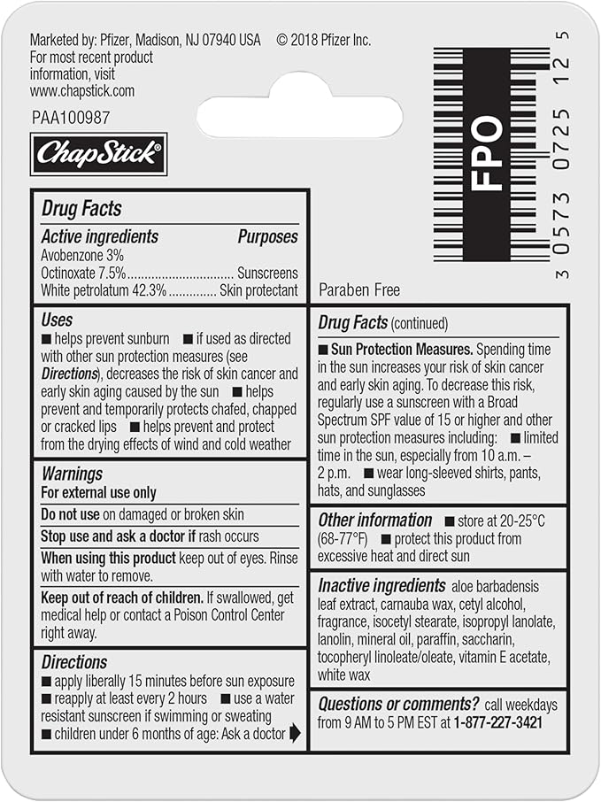 ChapStick Moisturizer Original Lip Balm Tubes, Oz