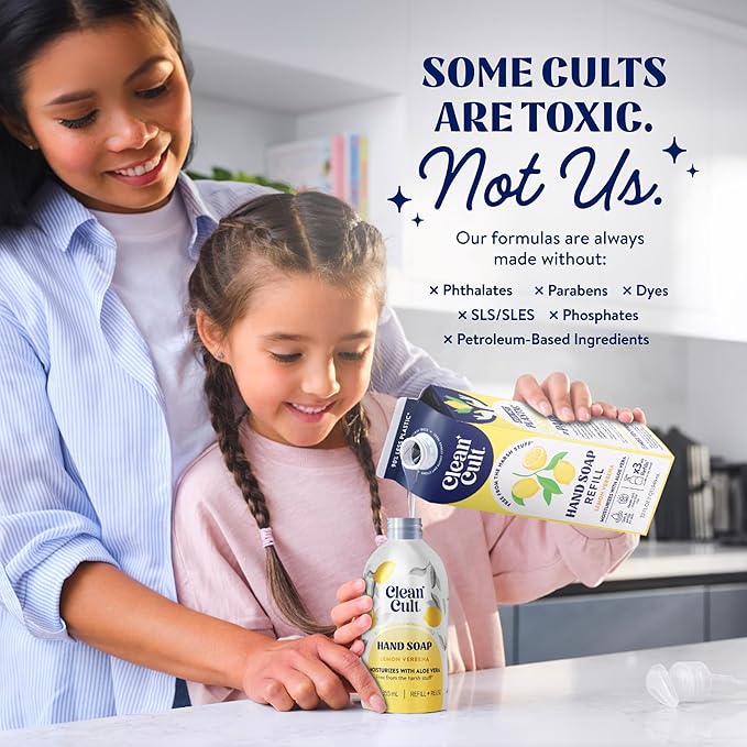 Cleancult Liquid Hand Soap Refill - Lemon Verbena - Moisturizes Dry & Sensitive Skin - Made with Aloe Vera & Essential Oils - Eco Friendly - Paper-Based Packaging - 32 oz/1 Pack